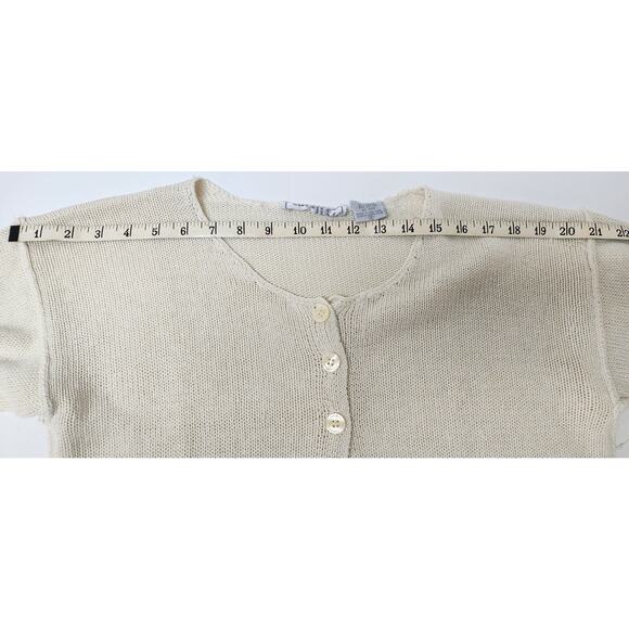 VTG Sweater Teas White Cotton 3/4 Sleeve Blouse Women's Small Lightweight Top - Picture 3 of 7
